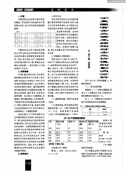 宁夏国有企业资本结构对企业价值的影响分析