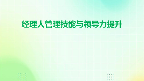 经理人管理技能与领导力提升