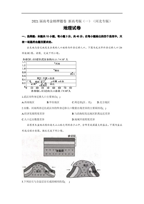 2021届高考地理金榜押题卷 新高考版一(河北专版)