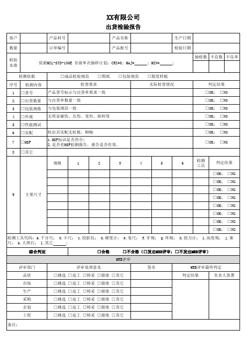 出货检验报告