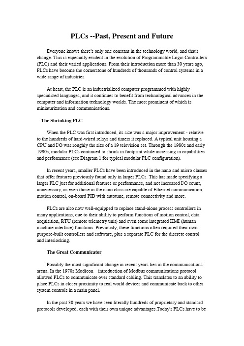 关于PLC的毕业设计外文翻译--PLC的过去、现在与未来