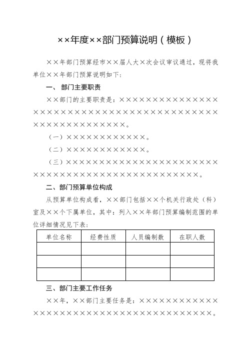 年度部门预算说明模板