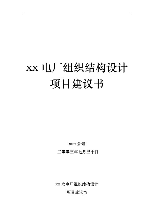 某电厂组织结构设计项目实施建议书