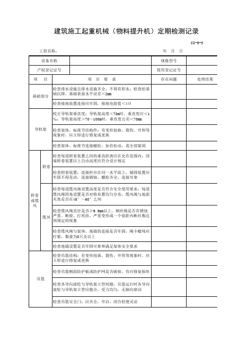 物料提升机维修保养记录