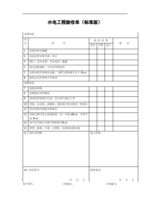 水电工程验收单(标准版)