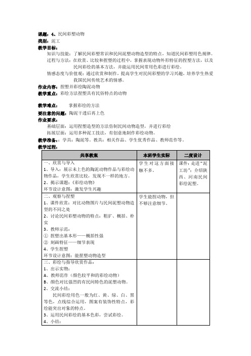 五年级上册美术教案第4课 民间彩塑动物｜沪教版