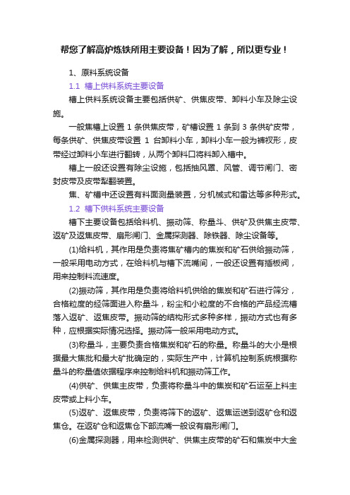 帮您了解高炉炼铁所用主要设备！因为了解，所以更专业！