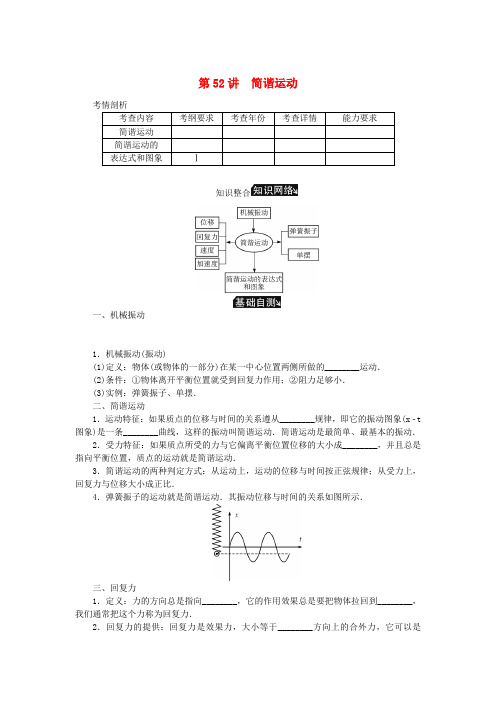 高考物理总复习 第52讲 简谐运动讲义