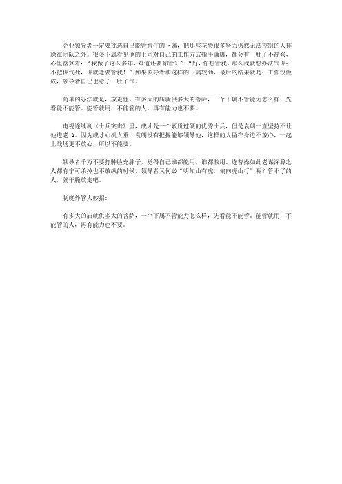 中小企业制度外管人300招_85. 能管才能用