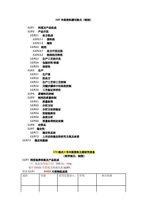 DMF药品美国申报注册文件模板资料