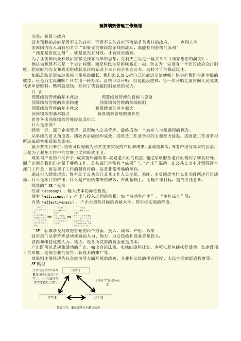 预算绩效管理工作规划