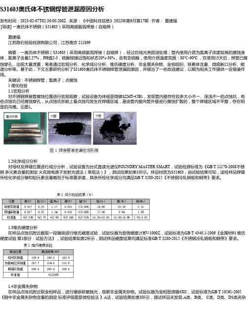 S31603奥氏体不锈钢焊管泄漏原因分析_1