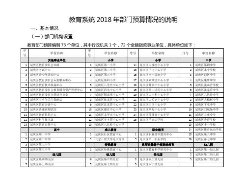 教育系统2018年部门预算情况的说明