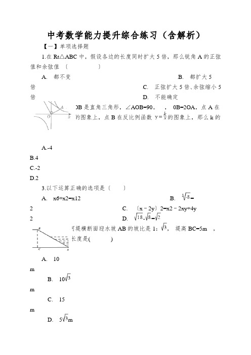 中考数学能力提升综合练习(含解析)