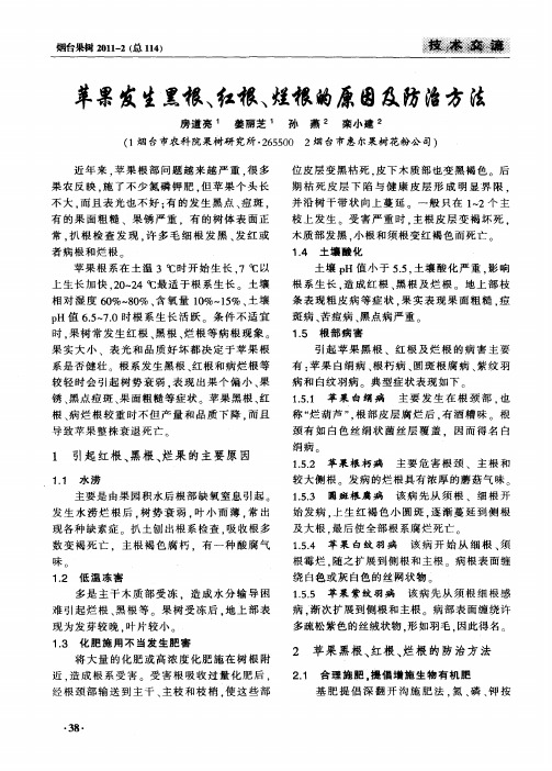 苹果发生黑根、红根、烂根的原因及防治方法