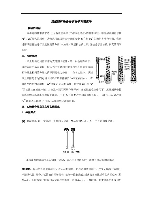 用纸层析法分离铁离子和铜离子