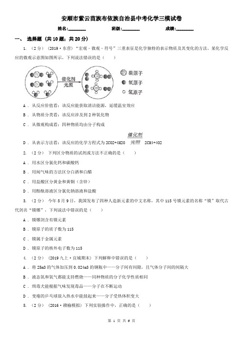 安顺市紫云苗族布依族自治县中考化学三模试卷