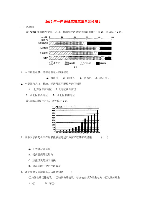 2012年高考地理一轮复习 第三章单元检测1 新人教版必修3