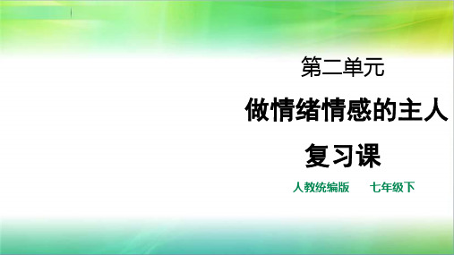 统编人教部编版七年级下册道德与法治第二单元做情绪情感的主人课件(38张PPT)