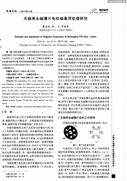 无轴承永磁薄片电机磁悬浮机理研究