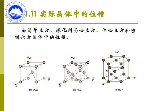 《材料成型金属学》教学资料：1-11实际晶体中的位错