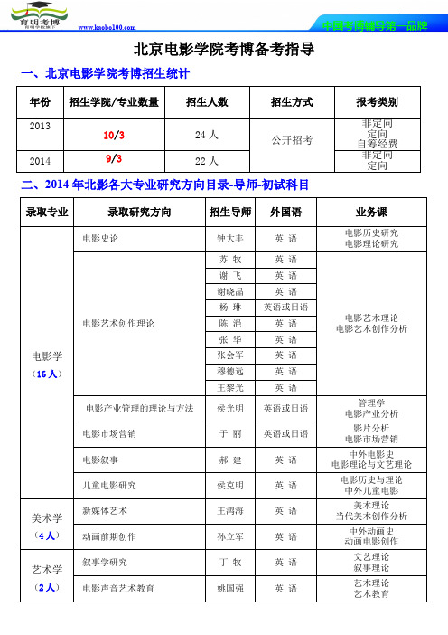 北京电影学院考博报考资料-保录报录比-参考书-育明考博