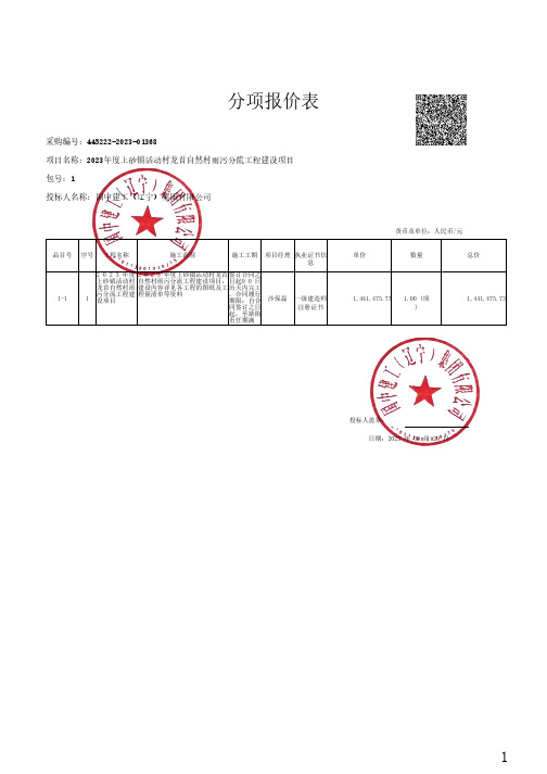 分项报价表