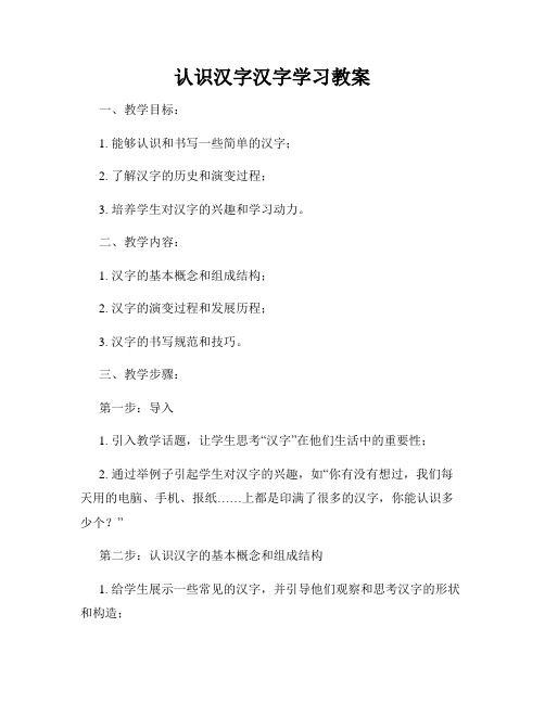 认识汉字汉字学习教案