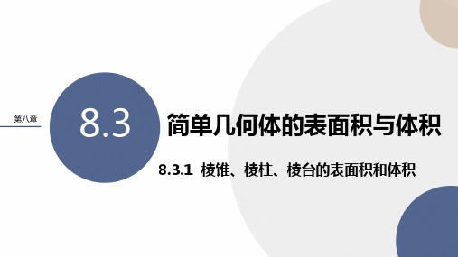 人教A版高中数学(配套新教材)必修第二册-第八章 -8-3-1棱锥、棱柱、棱台的表面积与体积