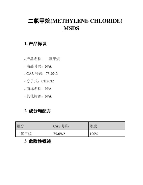 二氯甲烷(METHYLENE CHLORIDE) MSDS