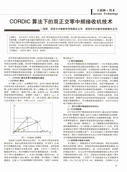 CORDIC算法下的双正交零中频接收机技术