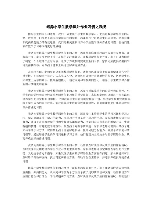 培养小学生数学课外作业习惯之我见