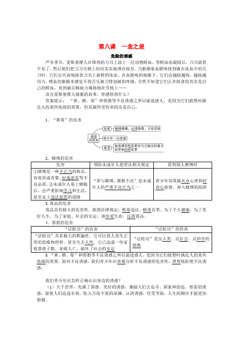 八年级政治上册 第八课 一念之差(第1课时)同步练习 教科版