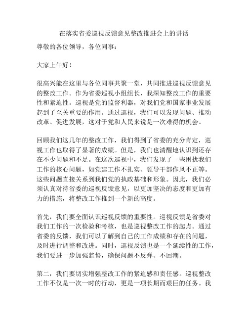 在落实省委巡视反馈意见整改推进会上的讲话