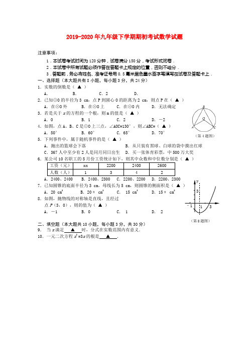 2019-2020年九年级下学期期初考试数学试题