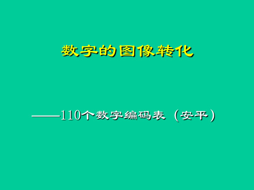 110个数字编码表和图片(2013新浓缩版)