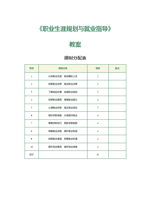 《大学生职业生涯规划与就业指导》教案     第1课  认知职业生涯  规划精彩人生