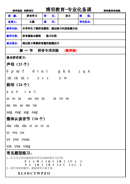 小学语文拼音专项训练