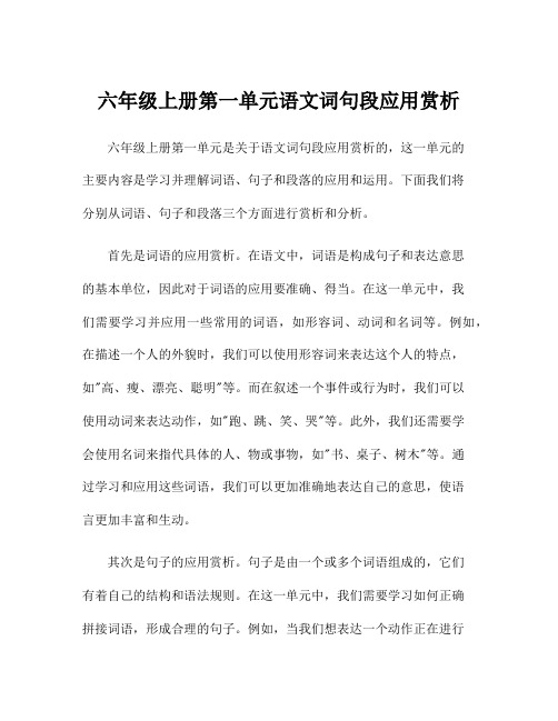 六年级上册第一单元语文词句段应用赏析