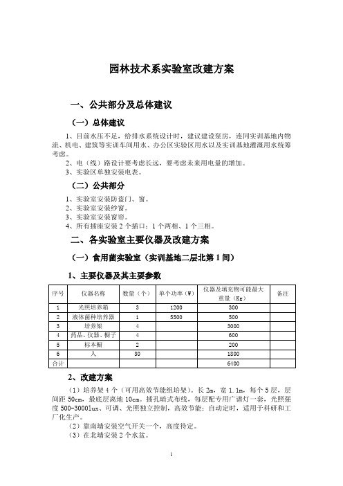 XX大学园林技术系实验室改建方案