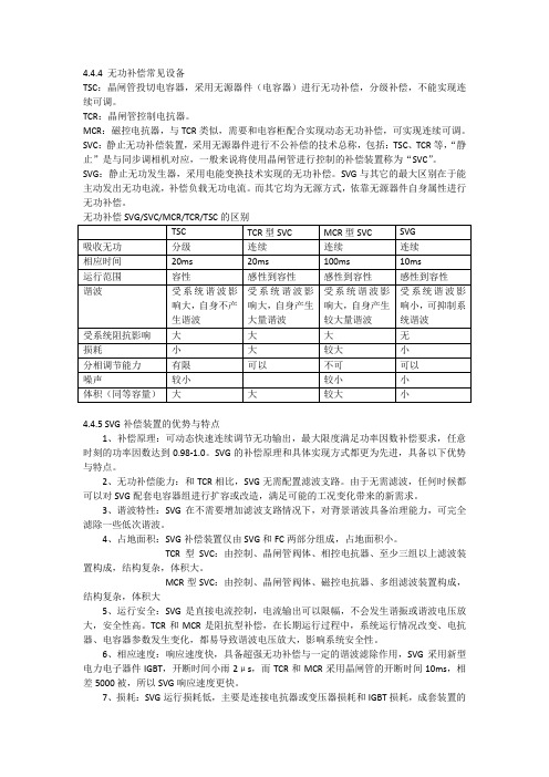 常见无功补偿装置及SVG的特点