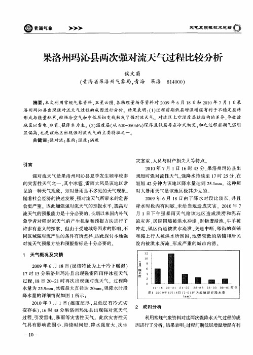 果洛州玛沁县两次强对流天气过程比较分析