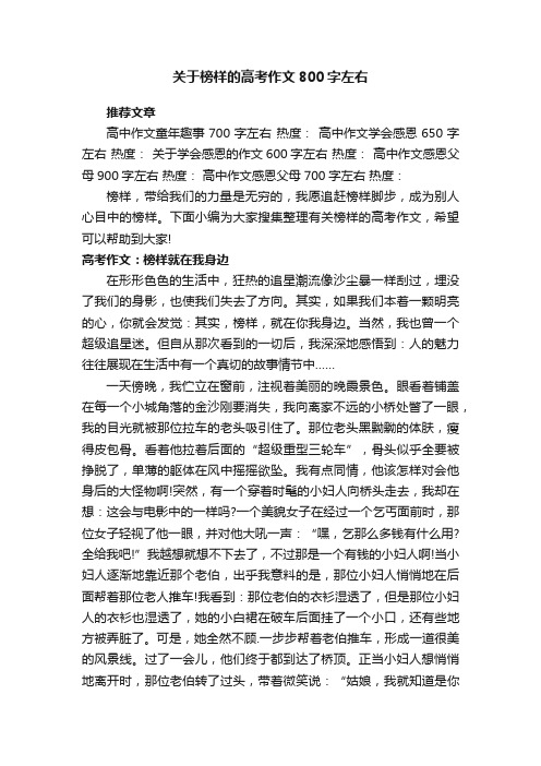 关于榜样的高考作文800字左右