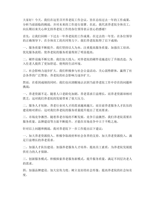 养老院会议领导发言稿