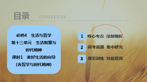 2018年高考总复习 政治学案讲解：必修4 第十三单元 课时1 美好生活的向导含哲学与时代精神 精品