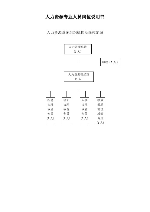 人力资源专业人员岗位说明书