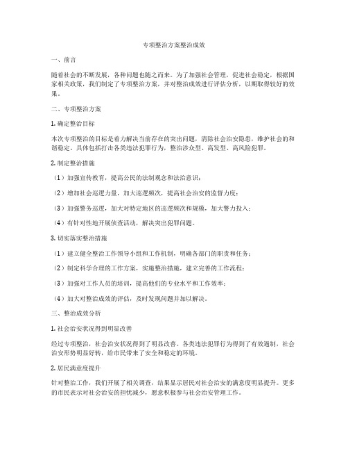 专项整治方案整治成效