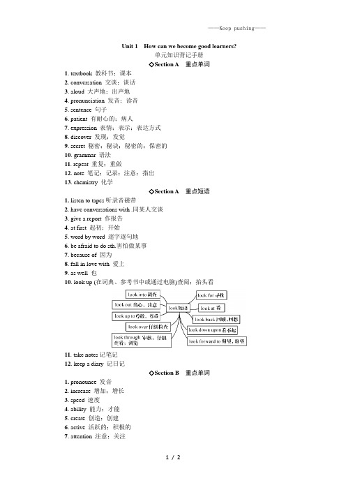 人教版九年级英语 Unit 1 单元知识背记手册