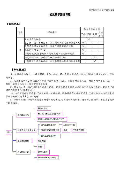 (完整版)初三数学圆练习题