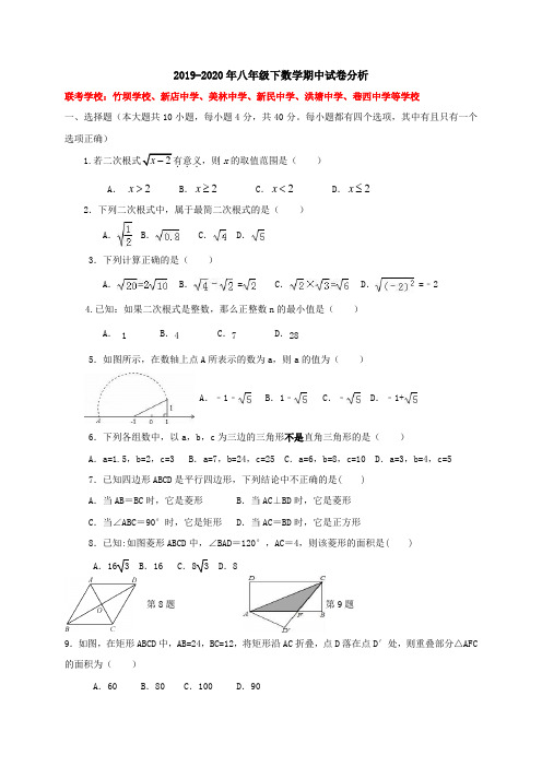 2019-2020年八年级下数学期中试卷分析